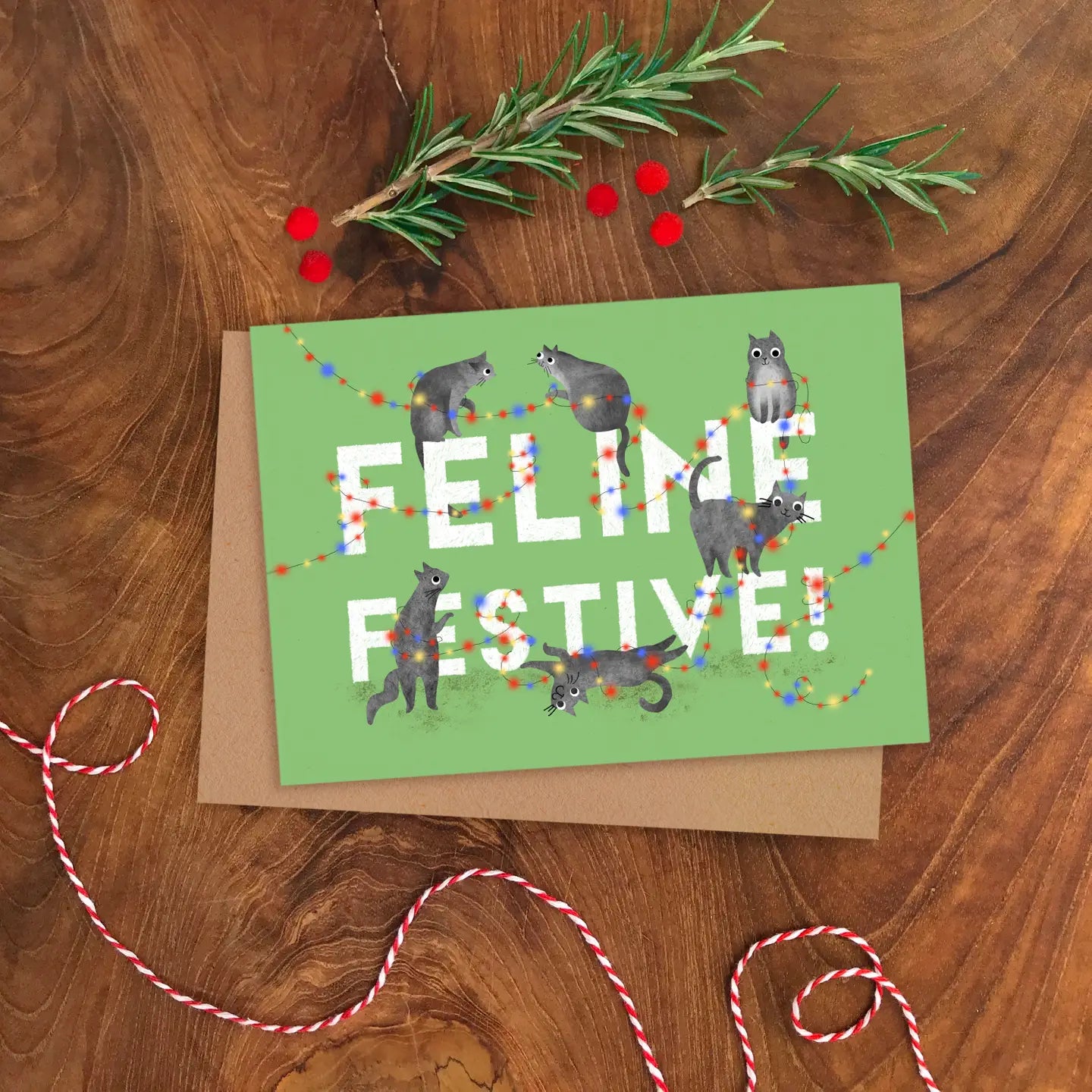 Emily Nash Weihnachtskarte A6 - Feline Festive