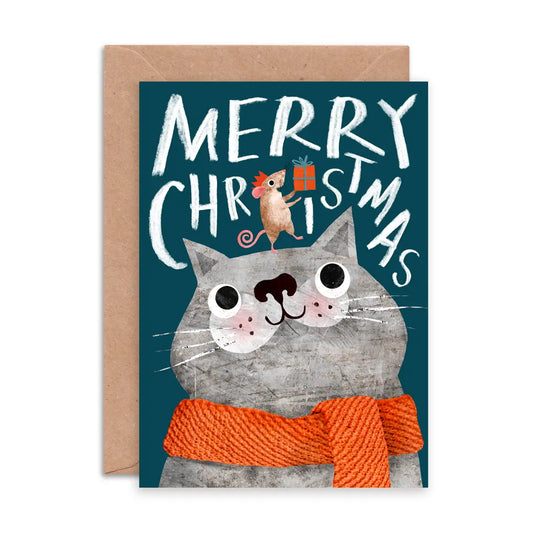 Emily Nash Christmas card A6 - Cat & Mouse