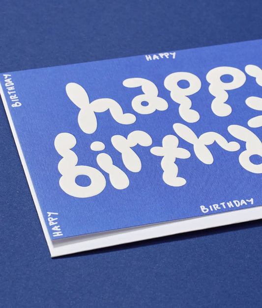 Wrap Wenskaart - 'Happy Birthday' Blauw in reliëf