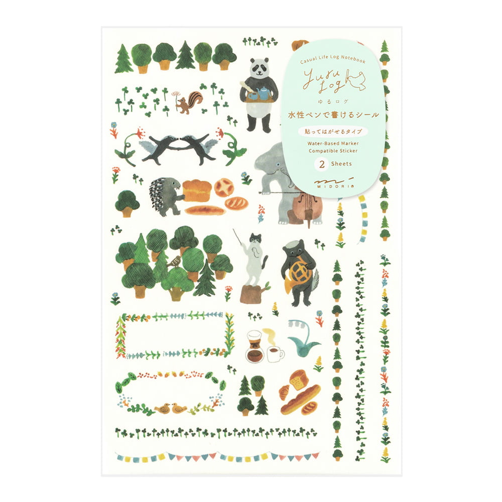 Midori Yuru Log Stickers - Forest Animals (2 sheets)