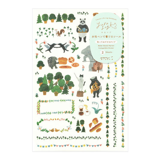 Midori Yuru Log Stickers - Forest Animals (2 sheets)