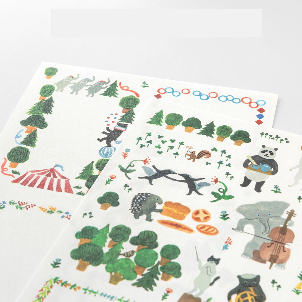 Midori Yuru Log Stickers - Forest Animals (2 sheets)