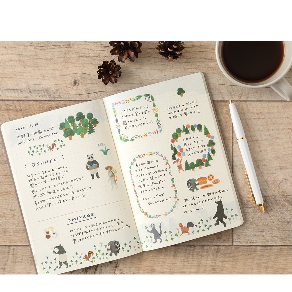 Midori Yuru Log Stickers - Forest Animals (2 sheets)