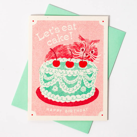 Bromstad Printing Co. - Risograph Verjaardagskaart 'Let's eat cake!'