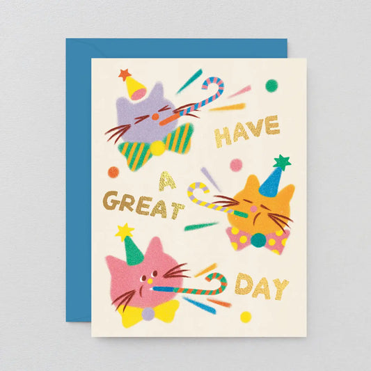 Wrap Greeting Card - 'Cat Celebration'