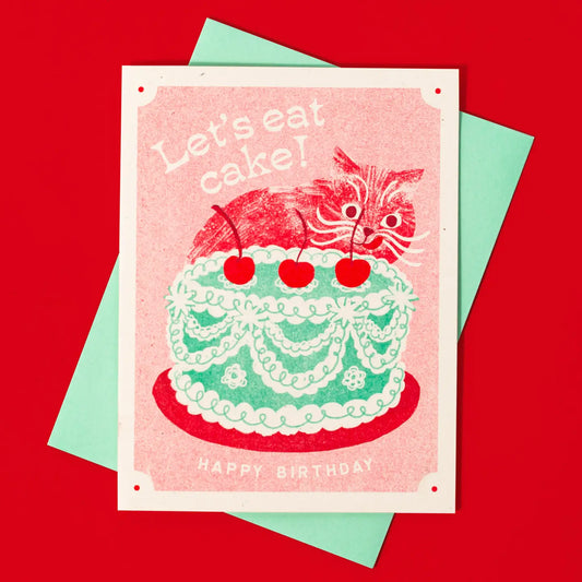 Bromstad Printing Co. - Risograph Verjaardagskaart 'Let's eat cake!'
