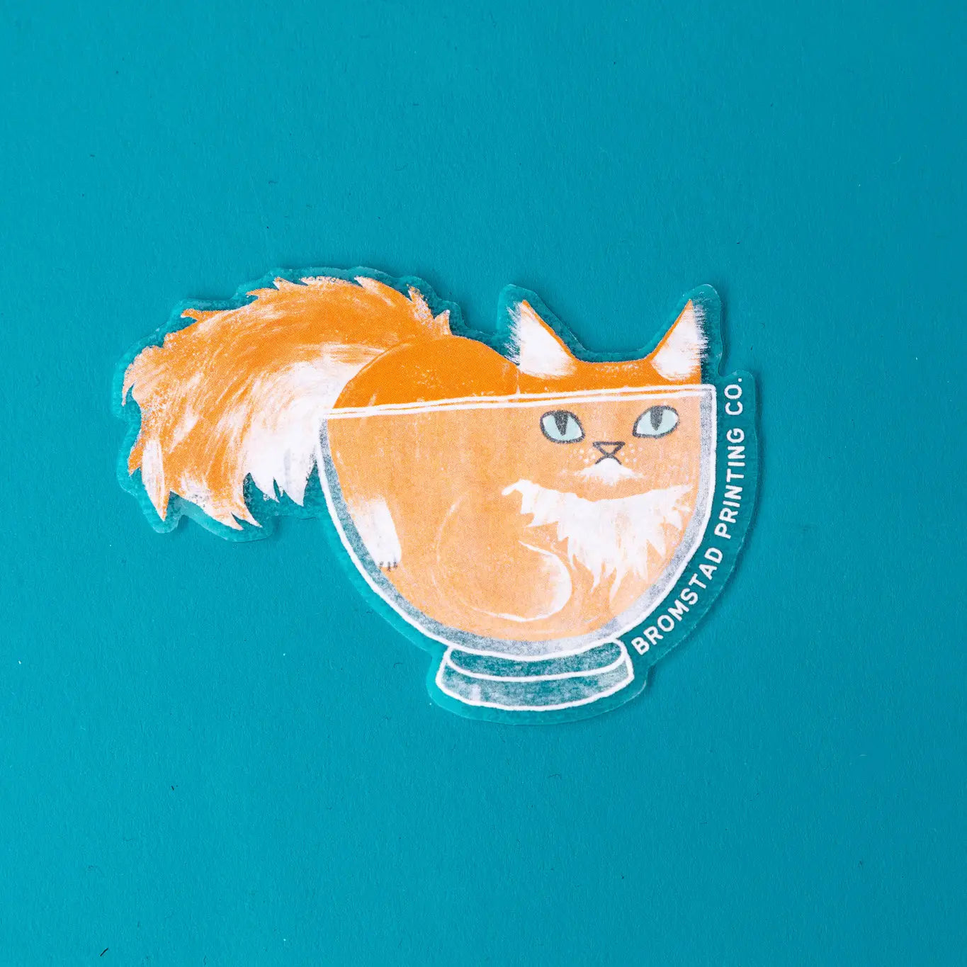 Bromstad Printing Co. 'Orange Cat' - Transparenter Aufkleber