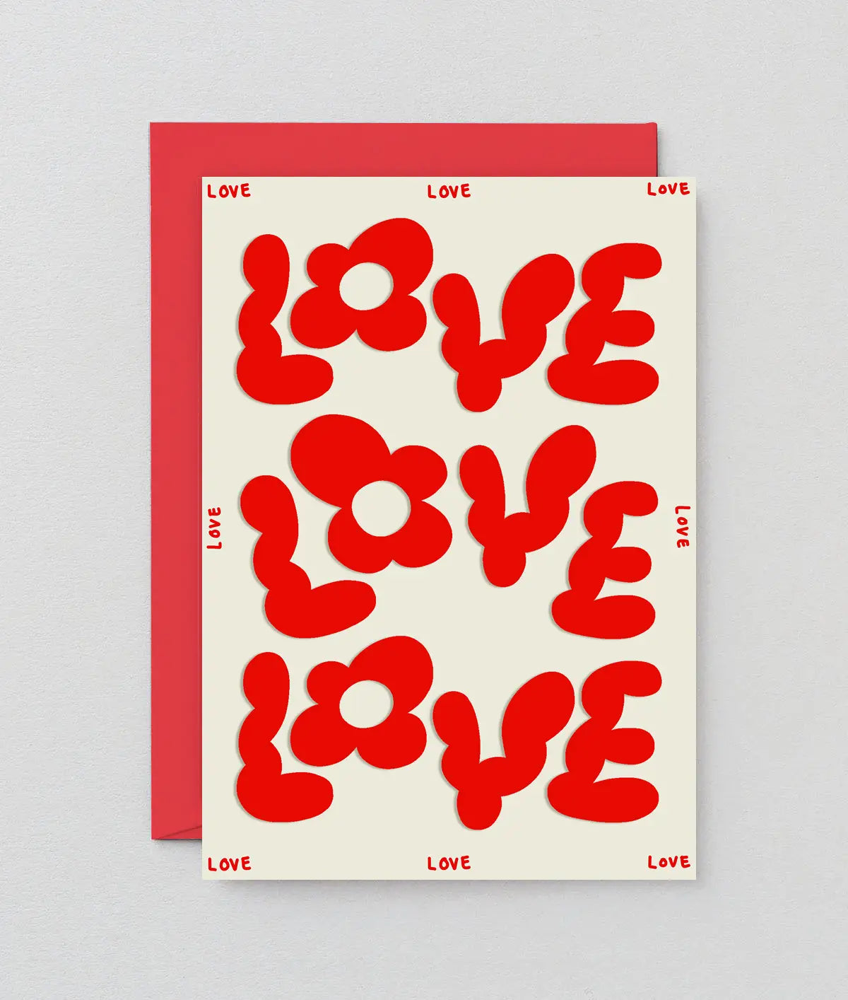 Wrap - Wenskaart 'Love love love' in reliëf