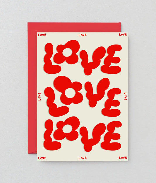 Wrap - Greeting card 'Love love love' in relief