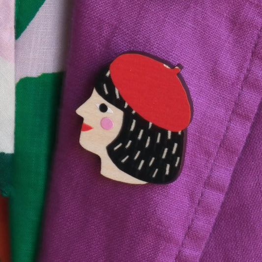 The Printed Peanut Stationery - Bedrukte houten speldbadge