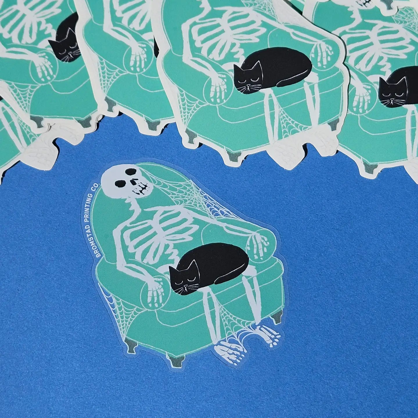 Bromstad Printing Co. 'Skeleton Cat' - Clear Sticker