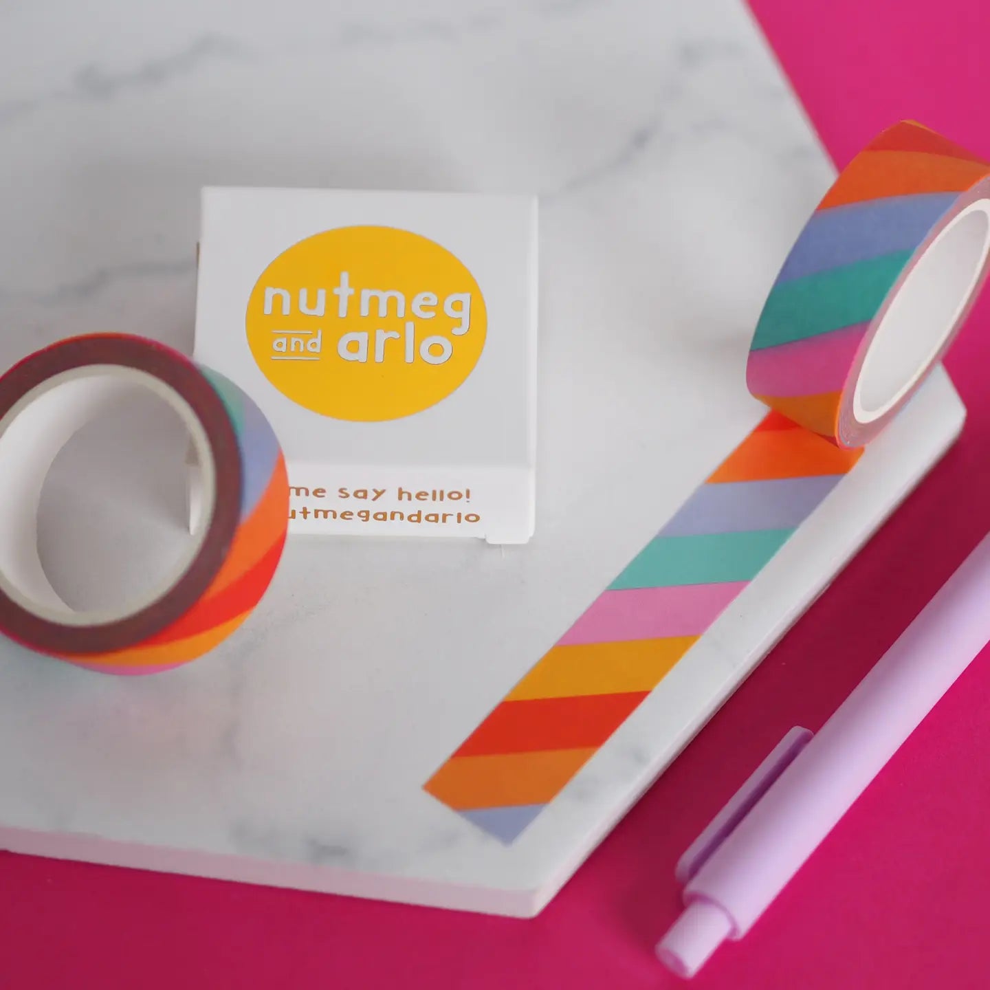 Nutmeg and Arlo Washi Tape - Colourful Rainbow Stripes