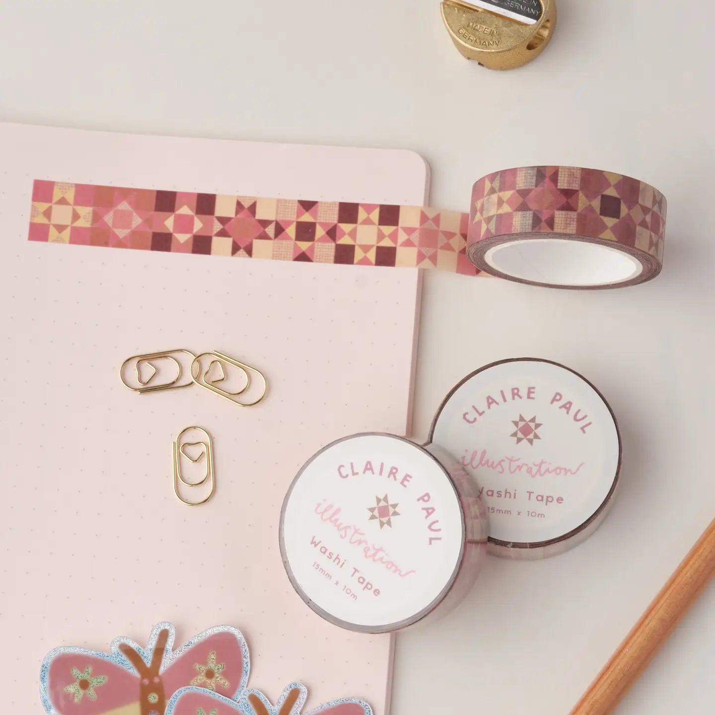 Claire Paul - Washi Tape 'Patchwork Stars Pink'