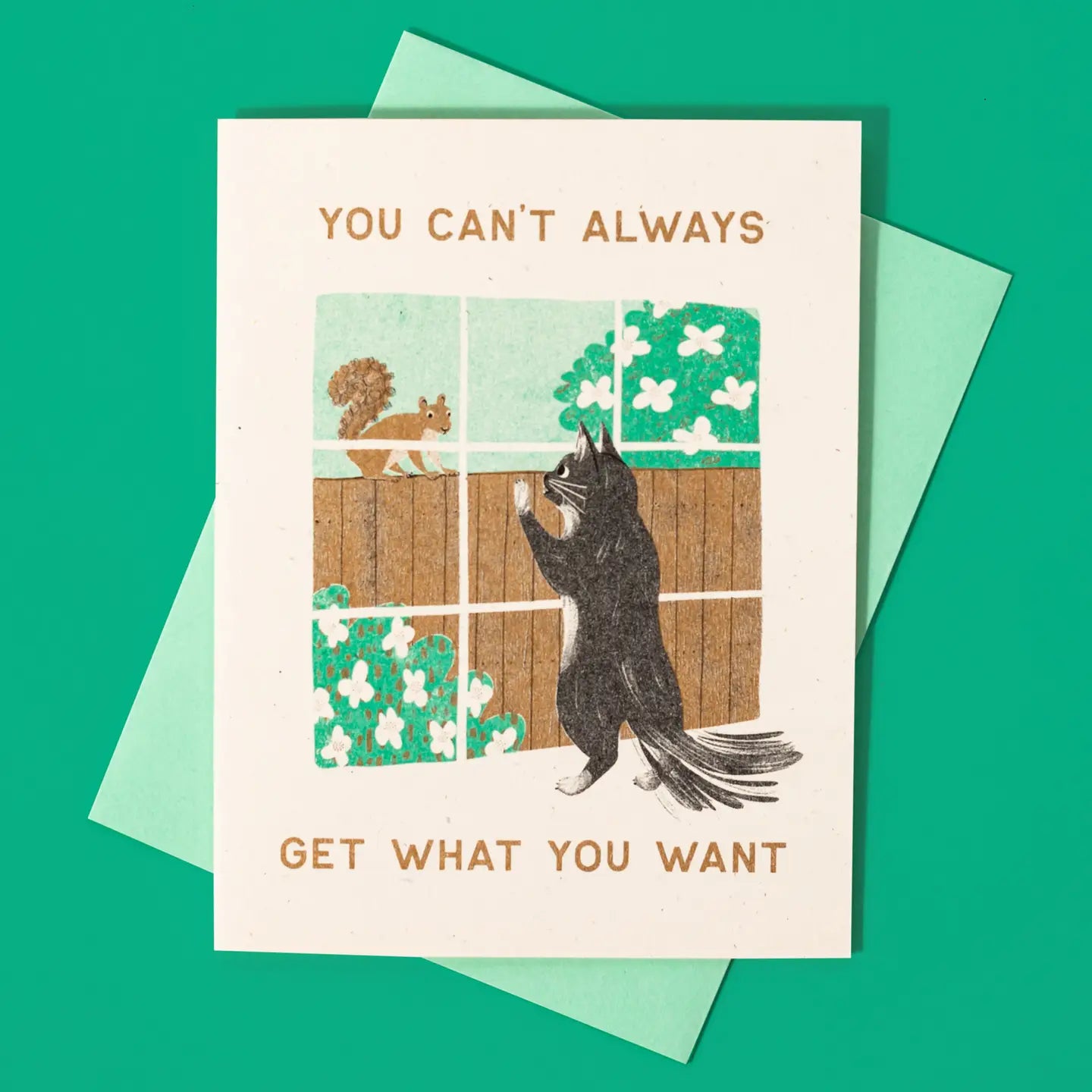 Bromstad Printing Co. - Risograph Greeting card 'You can't always get what you want'