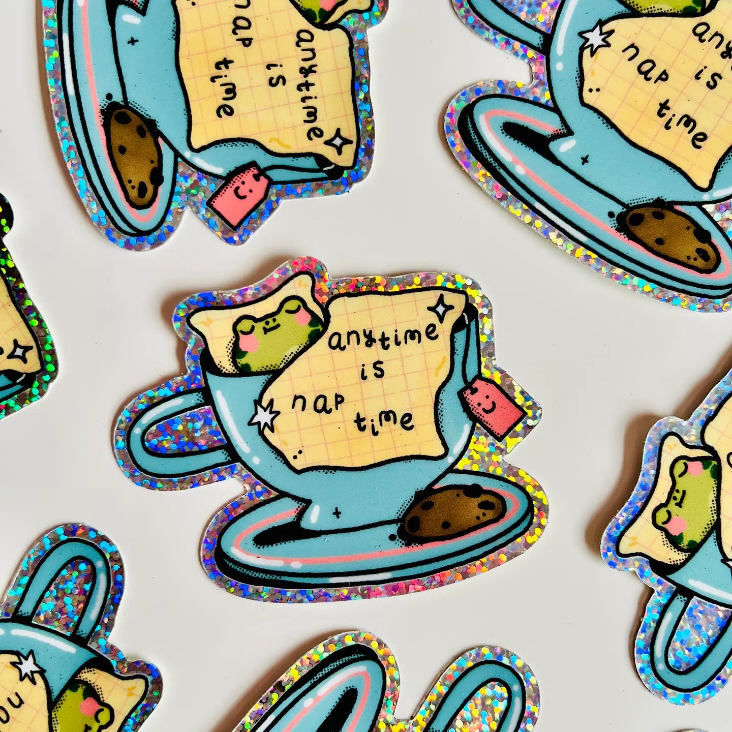 Bloemkolie Holographic Sticker - Naptime frog