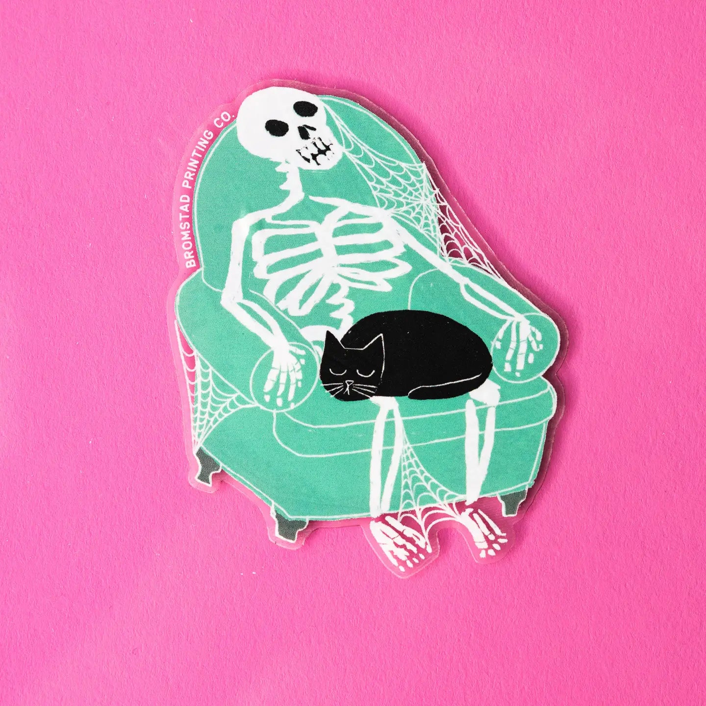 Bromstad Printing Co. 'Skeleton Cat' - Clear Sticker
