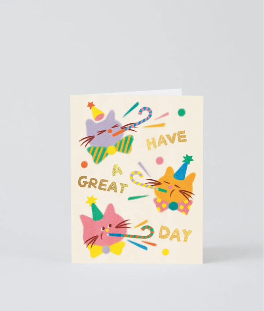 Wrap Greeting Card - 'Cat Celebration'