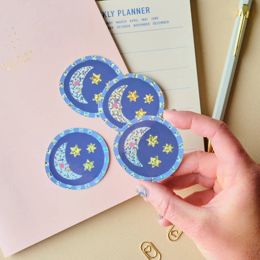 Claire Paul Holografische sticker - Maan en sterren