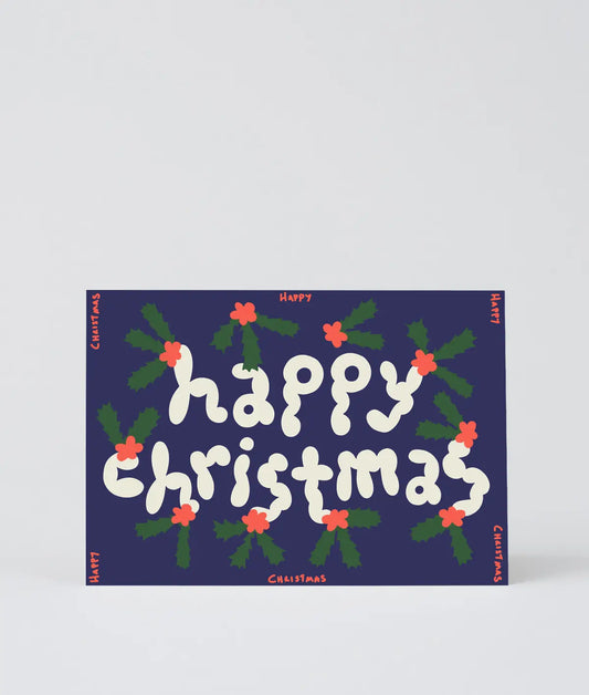Wrap - Christmas card 'Happy Christmas Holly'