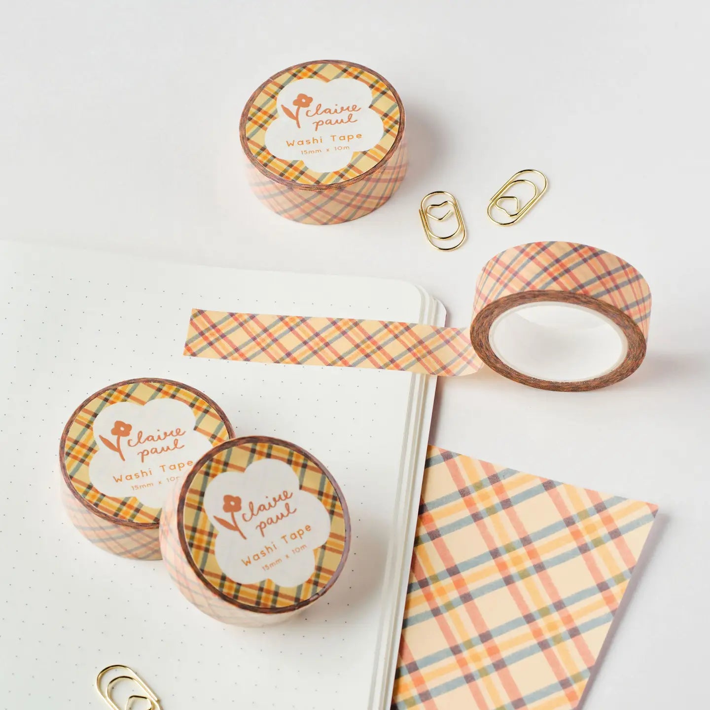 Washi tape Geel geruit - Claire Paul