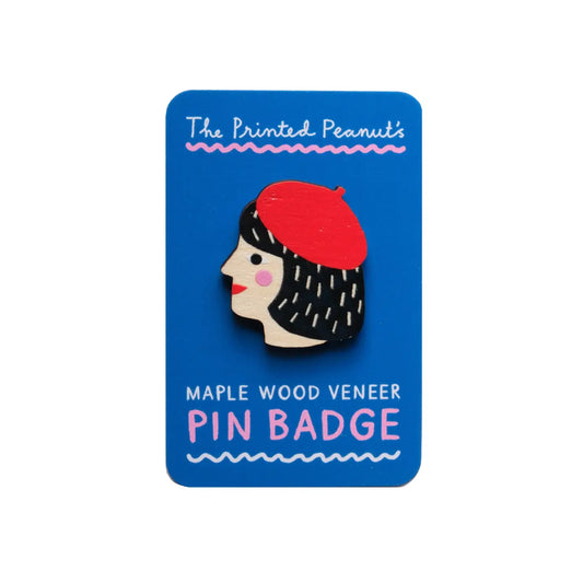 The Printed Peanut Stationery - Bedrukte houten speldbadge