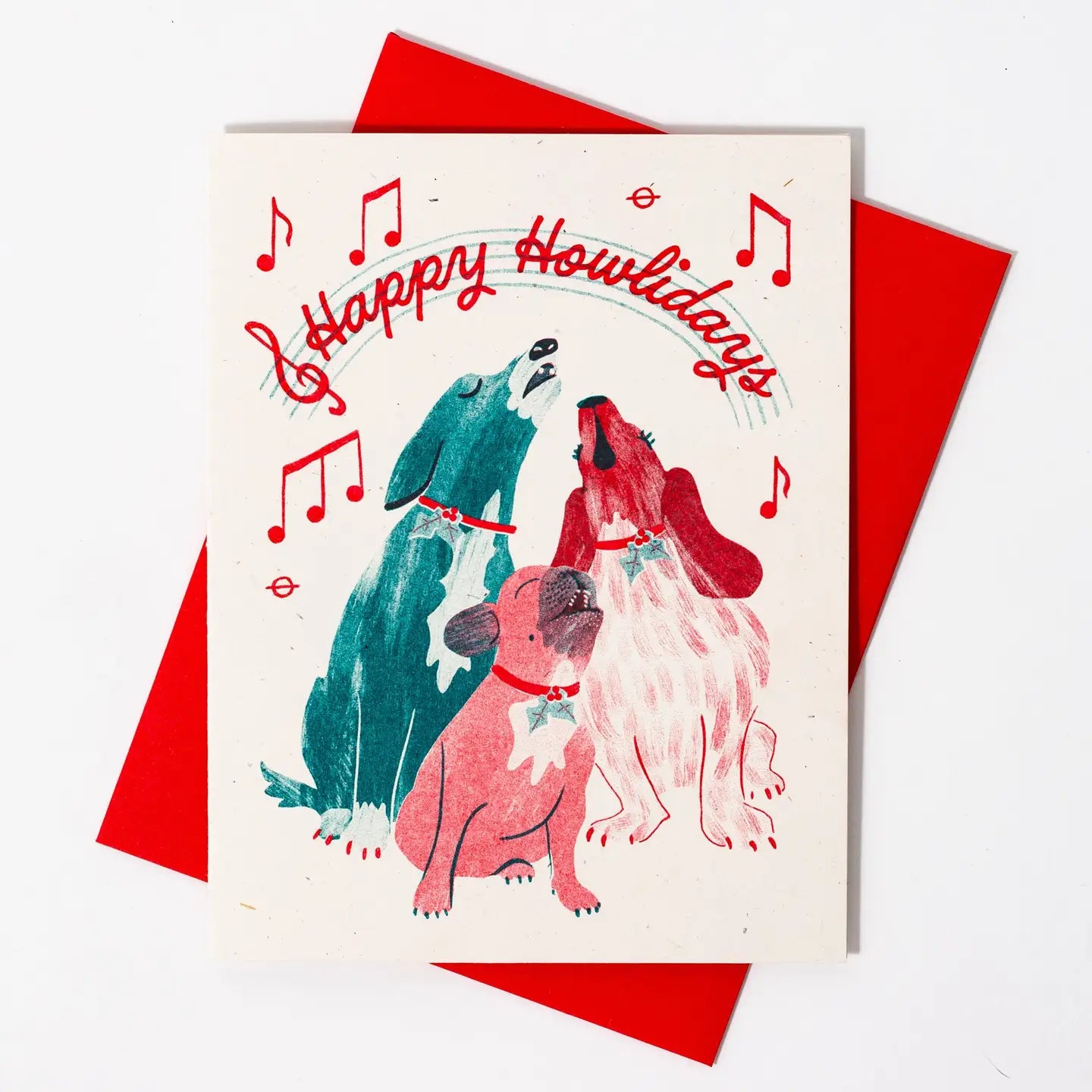 Bromstad Printing Co. - Risograph-Weihnachtskarte „Happy Howlidays Dogs“