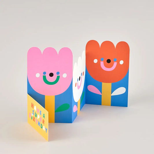 Wrap Foldable Birthday Card - 'Flowers'