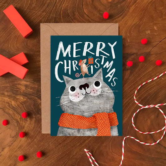 Emily Nash Christmas card A6 - Cat & Mouse