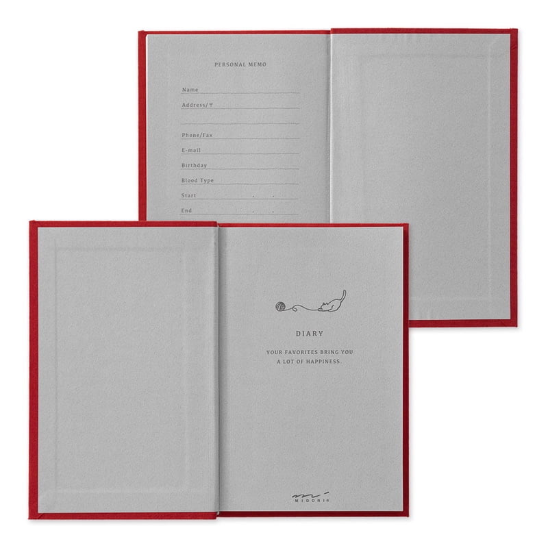 Midori Diary – Tagebuch mit Stickerei, Lesezeichen, Katze