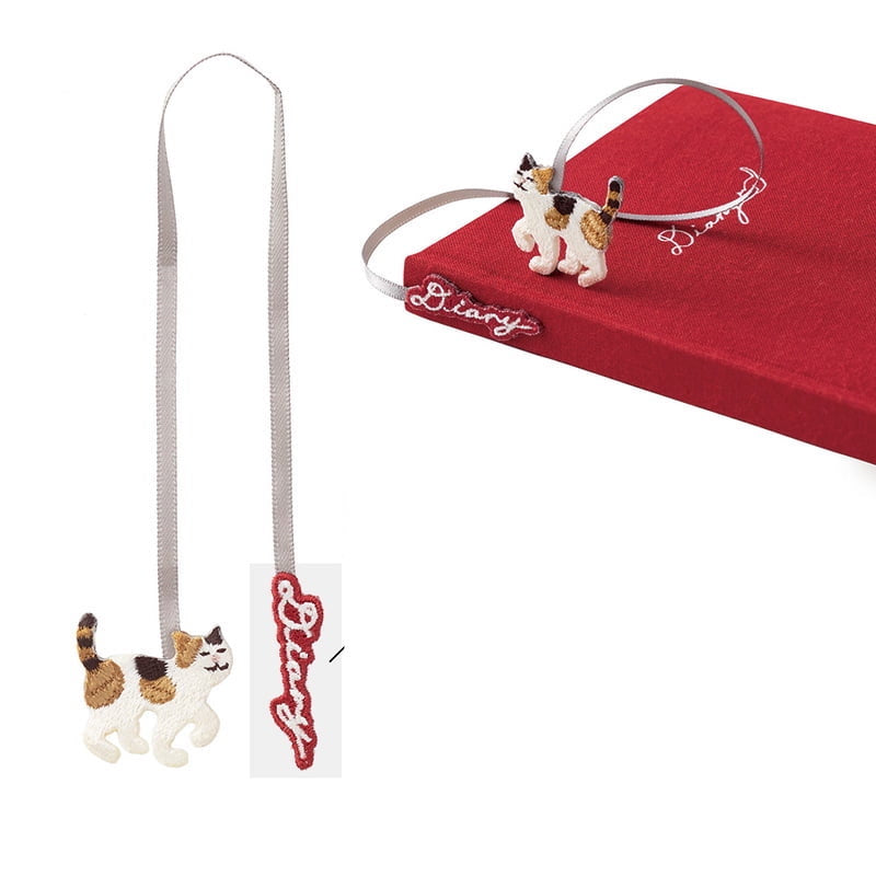 Midori Diary – Tagebuch mit Stickerei, Lesezeichen, Katze