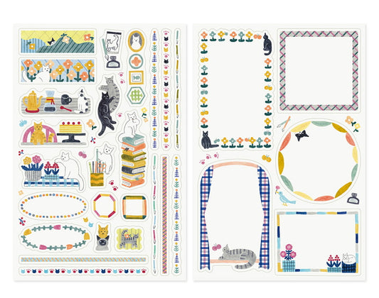Midori Yuru Log Stickers - Cats (2 sheets)