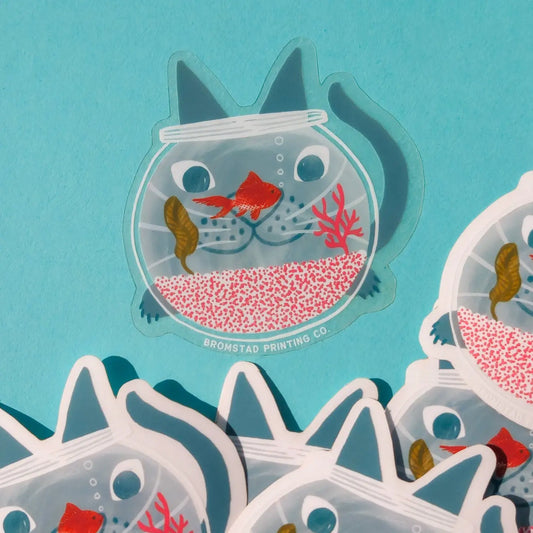 Bromstad Printing Co. 'Fishbowl Cat' - Clear Sticker