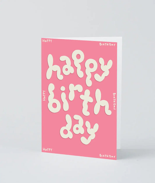 Wrap Wenskaart - 'Happy Birthday' Pink in reliëf