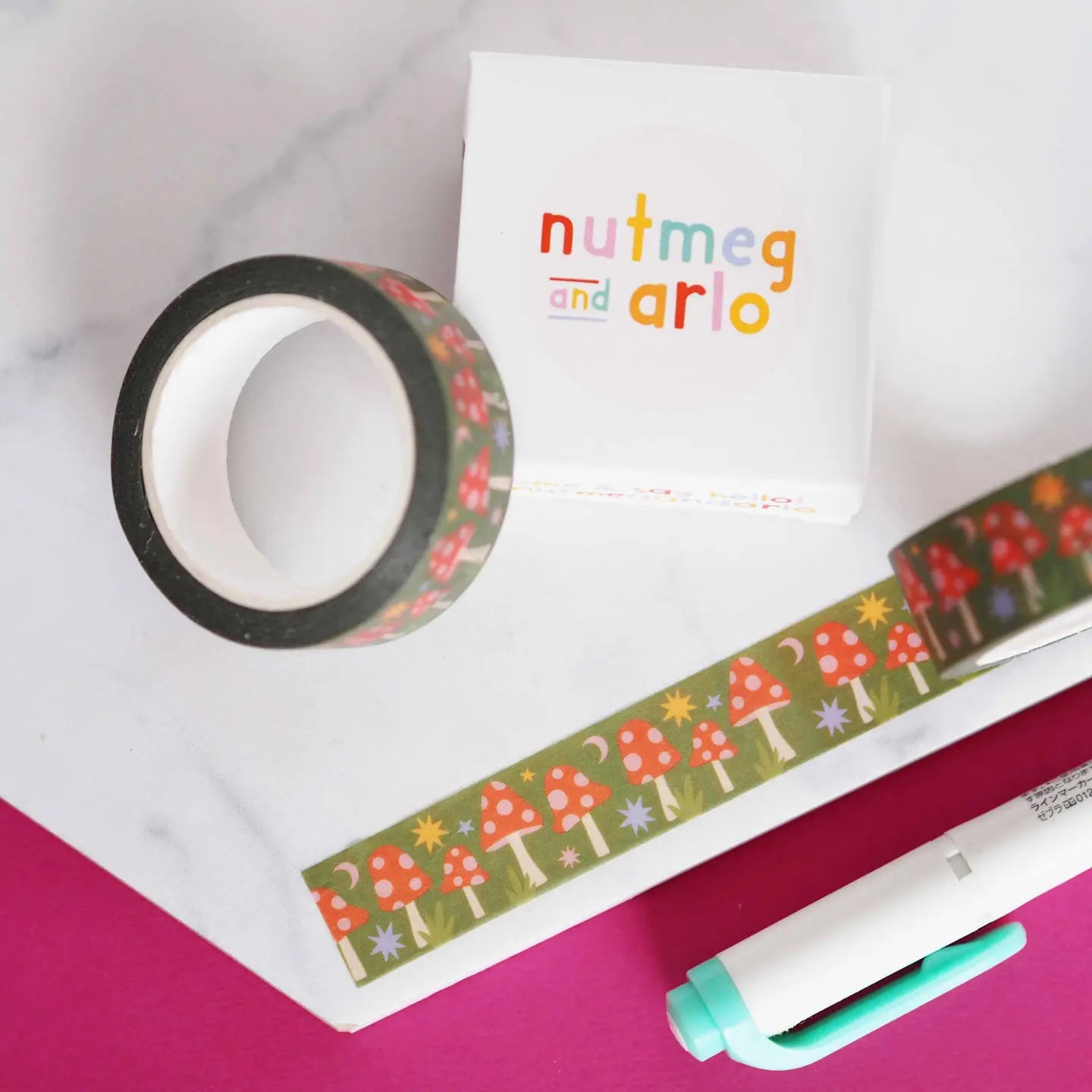 Nutmeg and Arlo Washi tape - Green Mushroom
