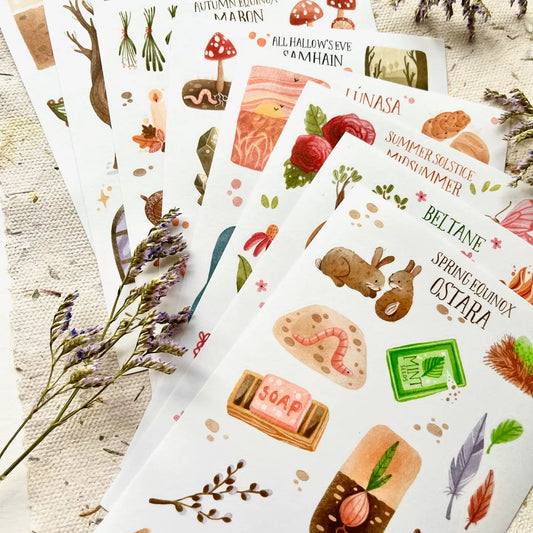 Nikki Dotti - Stickers 'Wheel of the year' (8 velletjes)