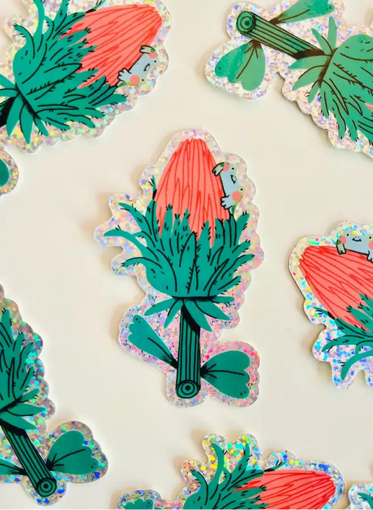 Glitter Sticker Kikker in Bloem - Bloemkolie