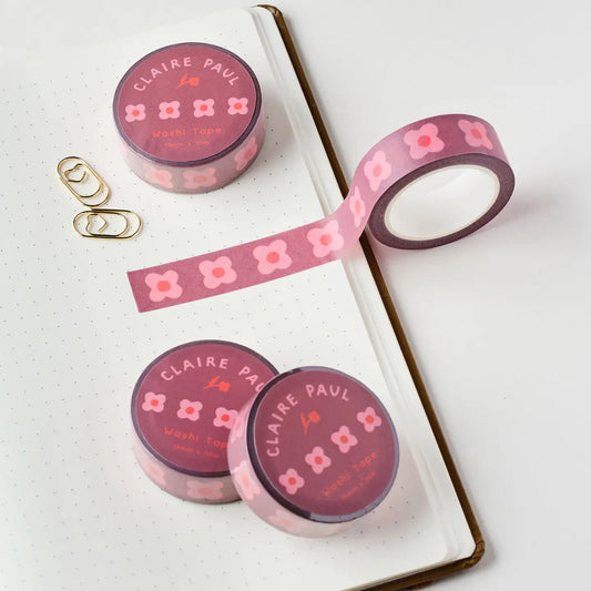 Washi tape Roze blokbloemen - Claire Paul