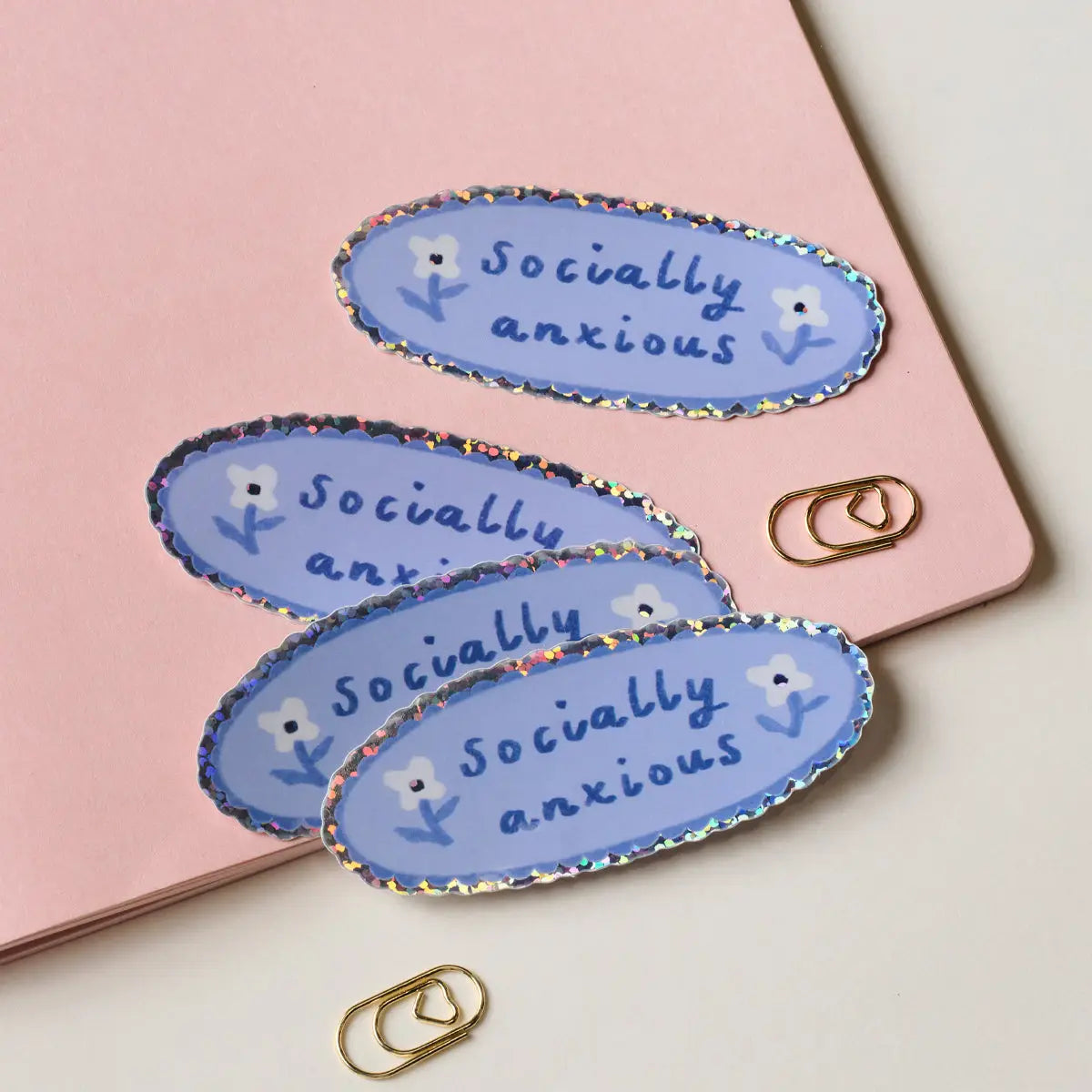 Sticker Holografisch Socially Anxious - Claire Paul