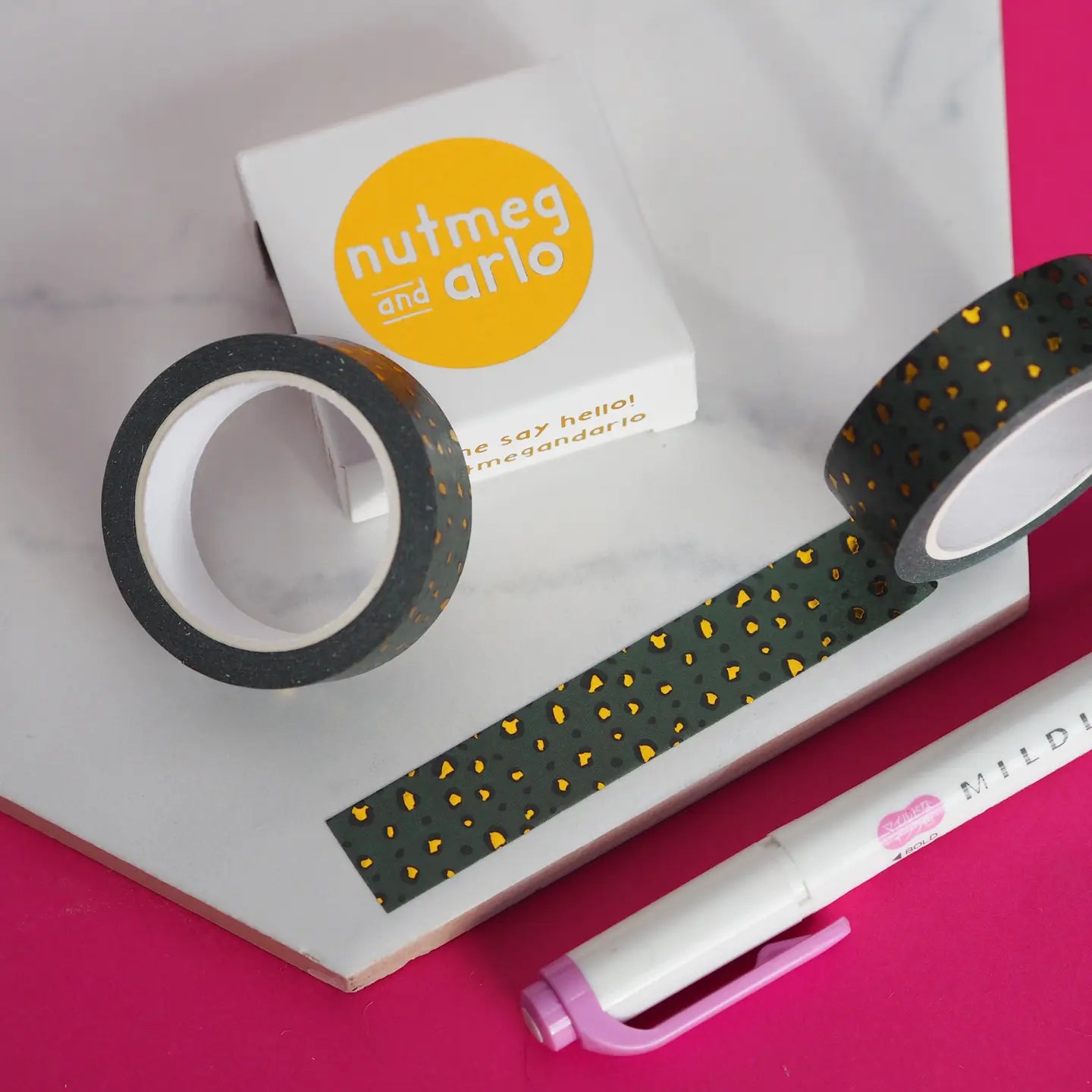 Nutmeg and Arlo Washi Tape - Emerald Green Leopard Print