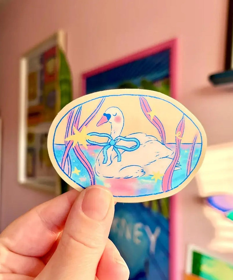 Bloemkolie Vinyl Sticker - Dreamy Swan