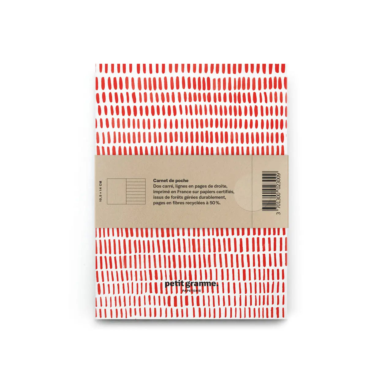 Petit Gramme Notizbuch – A6, rote Linien (leer/liniert)