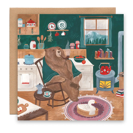 Cécile Berrubé Wenskaart - Beer in cabine