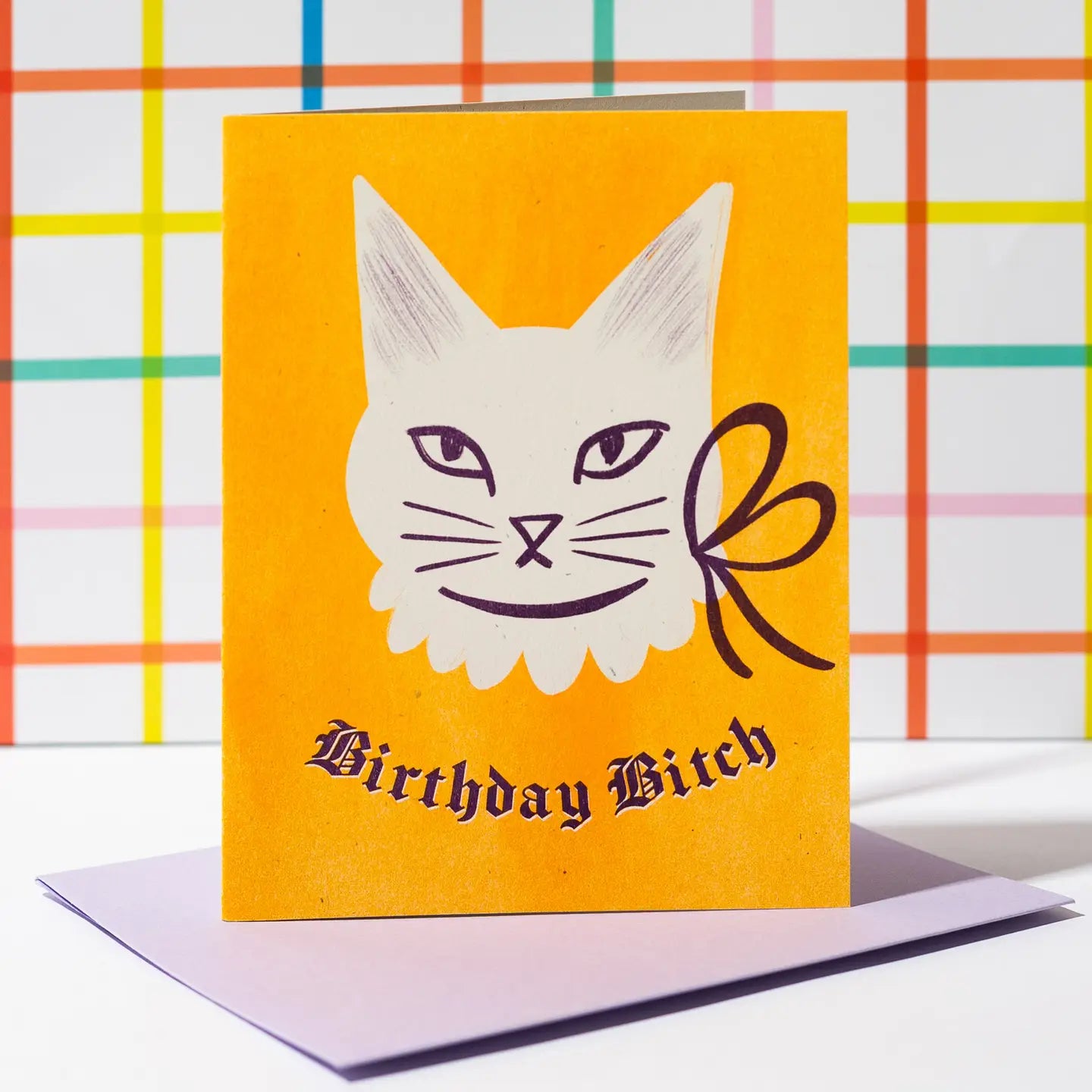 Bromstad Printing Co. - Risograph Birthday Card 'Birthday Bitch Cat'