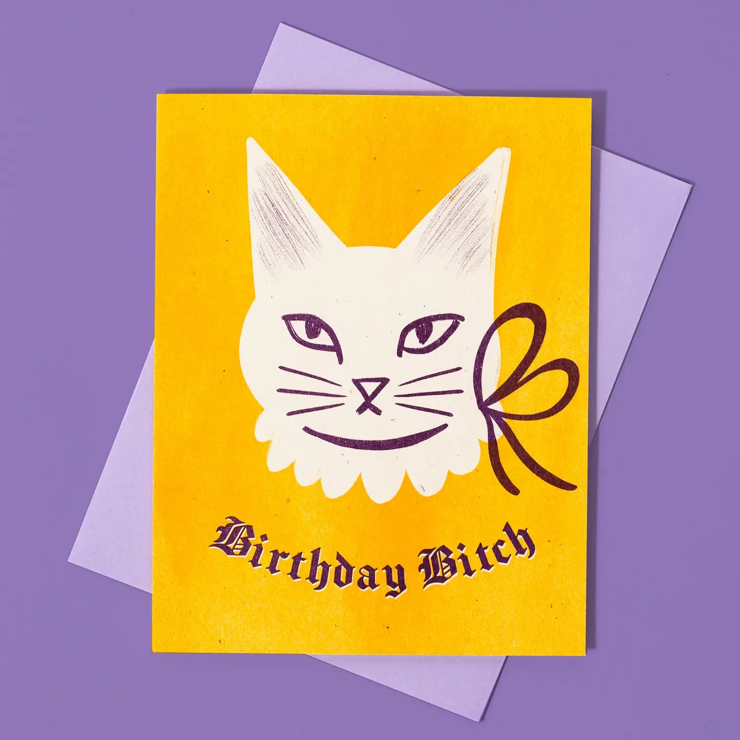 Bromstad Printing Co. - Risograph Birthday Card 'Birthday Bitch Cat'