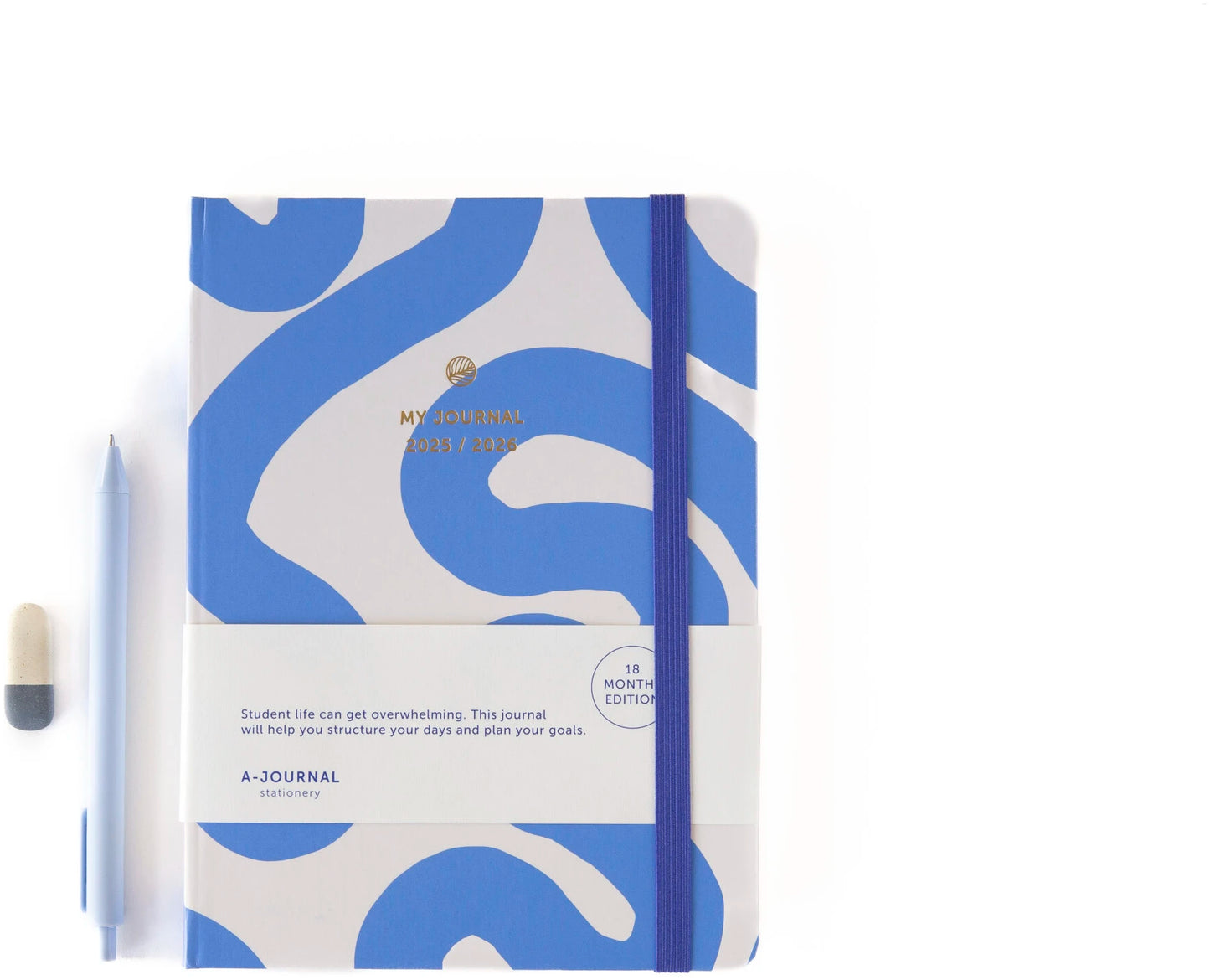 A-Journal 18 maanden Schoolagenda - Flow Blue 2025/2026