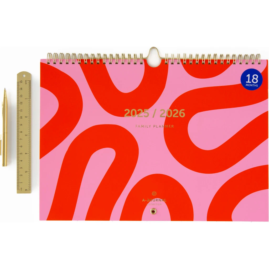 A-Journal 18 months Family Planner - Flow Pink 2025/2026