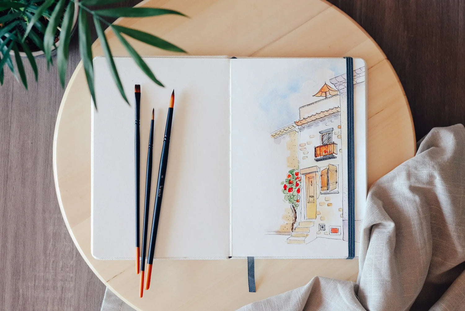 Etchr schetsboek met aquarel illustratie