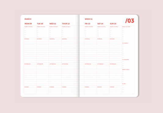 A-Journal Agenda - Spiral diary 2026 Coral (25×19)