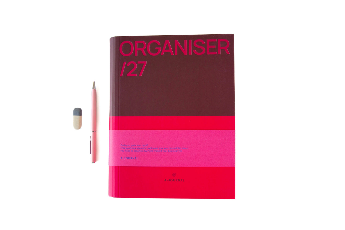 Planner 2027 Diary Spiral Organiser Bordeaux Pink 25x19 - A-Journal Agenda
