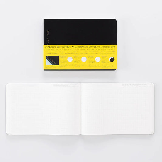 STÁLOGY - 365 Days Notebook Grid Landscape Black B6
